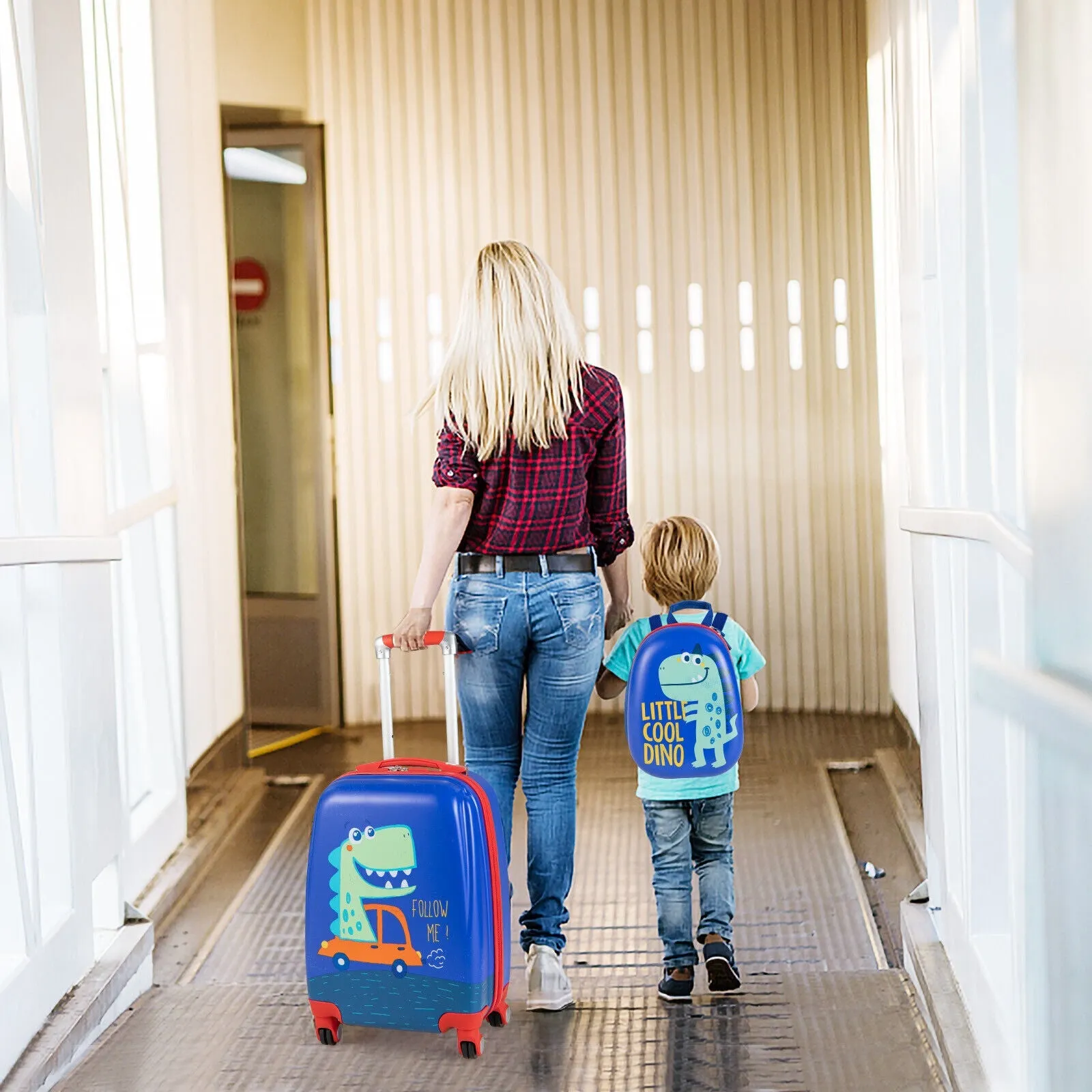 2 Pieces Kids Luggage Set with Spinner Wheels and Retractable Handle