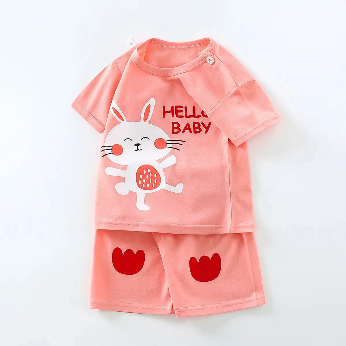 2023 Summer Infant Toddler Short Sleeves Shorts Set Baby Girls Boys Cotton Cartoon Pullover T-shirt Shorts Two-piece Suit 0-6Y