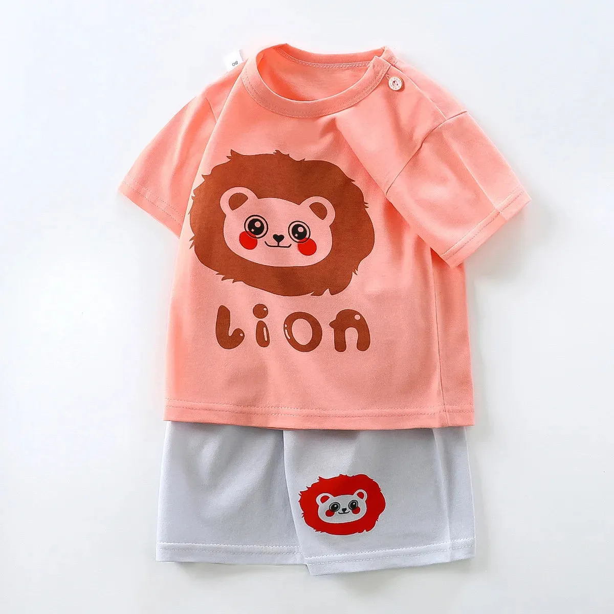 2023 Summer Infant Toddler Short Sleeves Shorts Set Baby Girls Boys Cotton Cartoon Pullover T-shirt Shorts Two-piece Suit 0-6Y