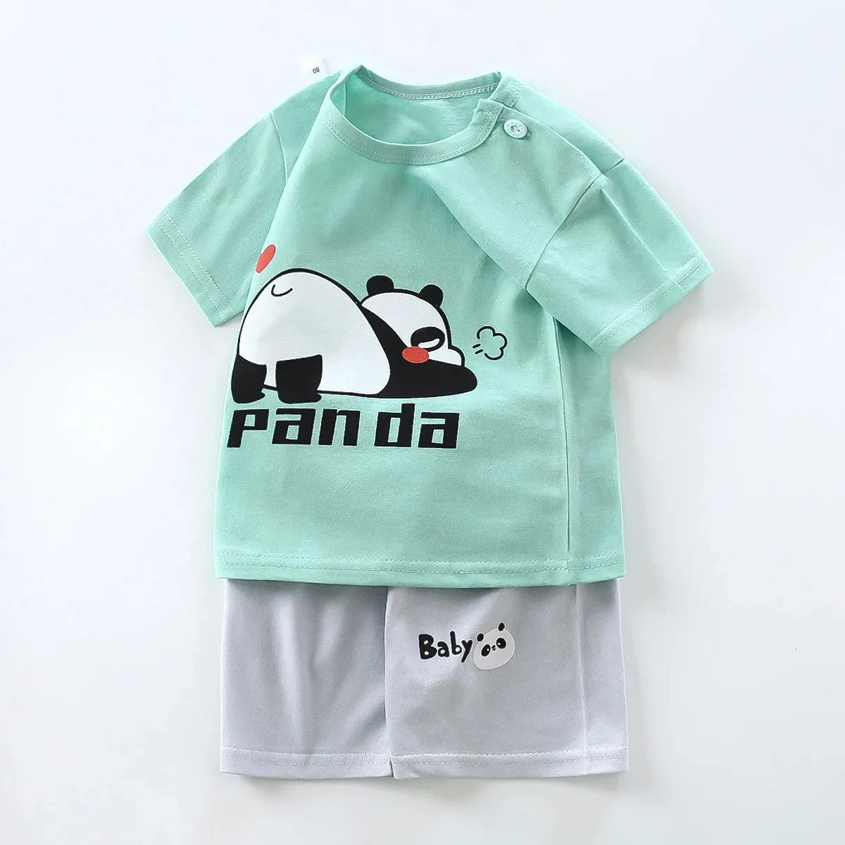 2023 Summer Infant Toddler Short Sleeves Shorts Set Baby Girls Boys Cotton Cartoon Pullover T-shirt Shorts Two-piece Suit 0-6Y