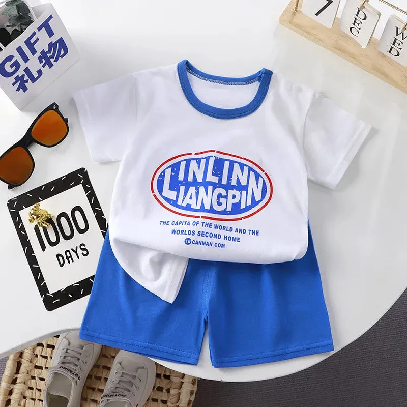 2023 Summer Infant Toddler Short Sleeves Shorts Set Baby Girls Boys Cotton Cartoon Pullover T-shirt Shorts Two-piece Suit 0-6Y