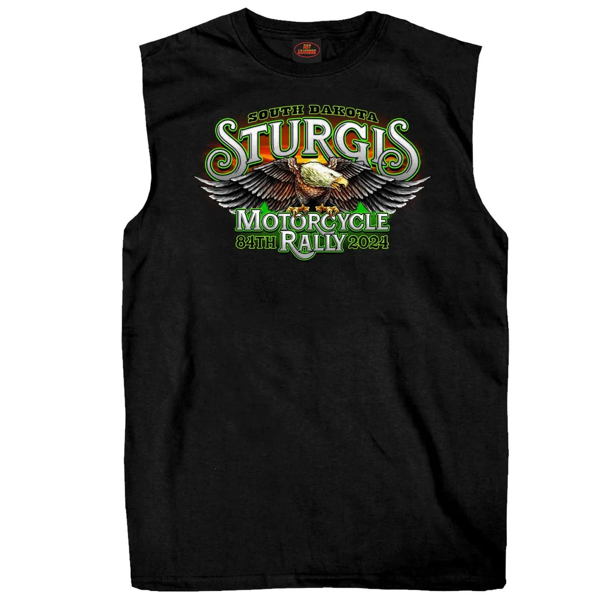 2024 Sturgis #1 Men's Design Eagle & Skull Black Motorcycle Rally Sleeveless T-Shirt SPB3070