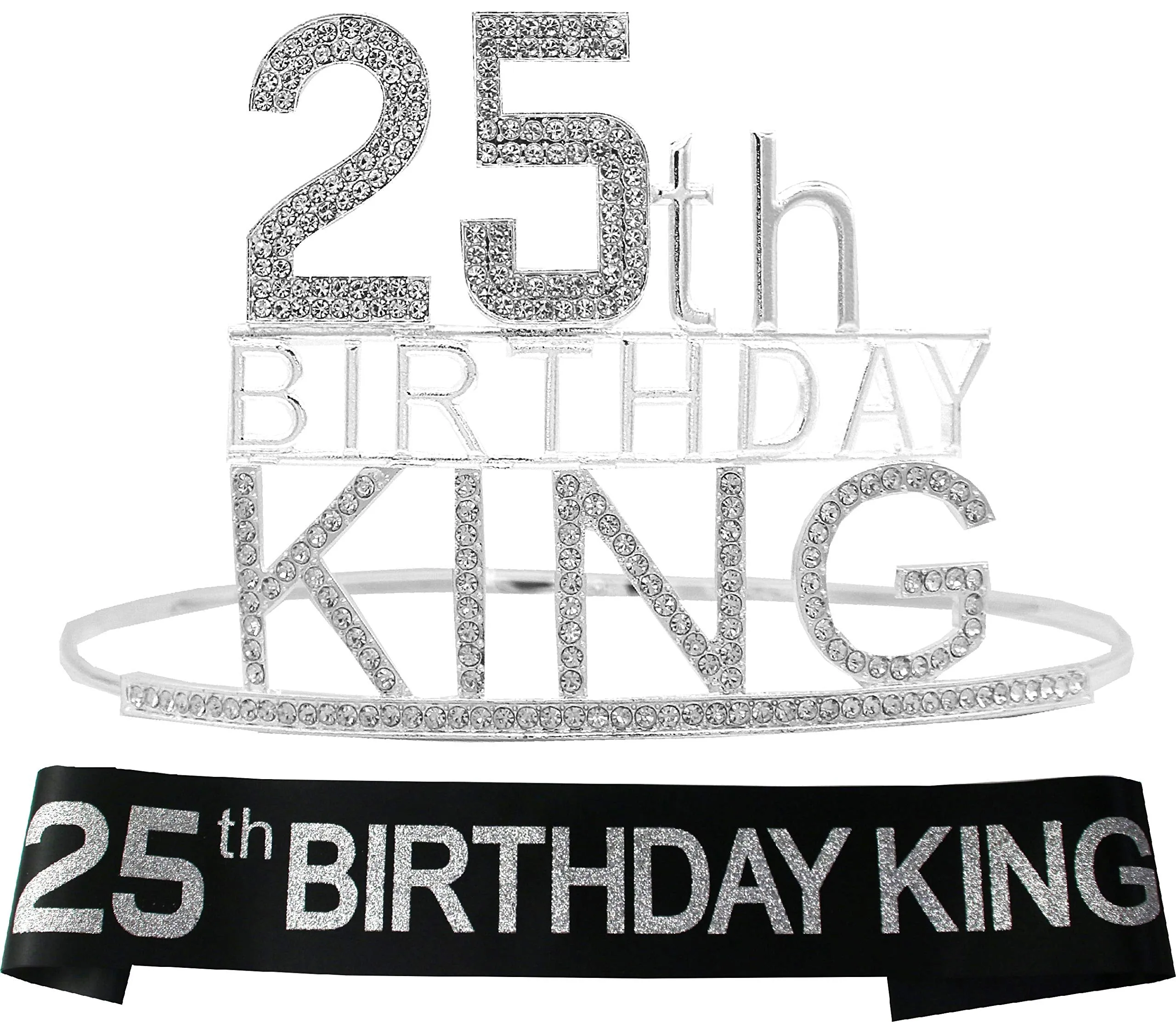 25th Birthday King Crown, 25th Birthday Gifts for Men, 25th Birthday King Sash, 25th