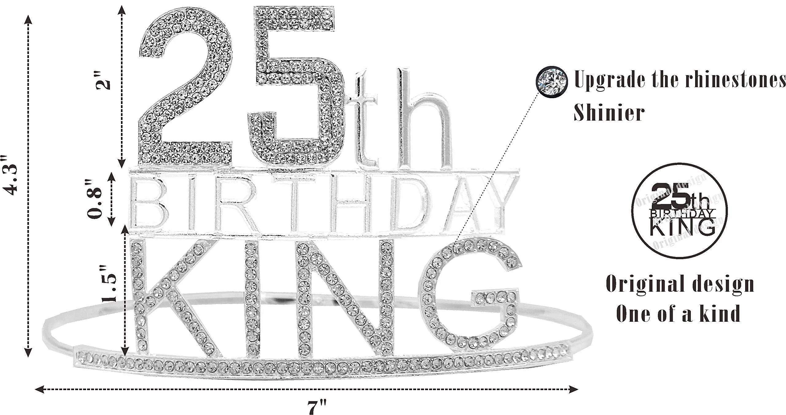 25th Birthday King Crown, 25th Birthday Gifts for Men, 25th Birthday King Sash, 25th