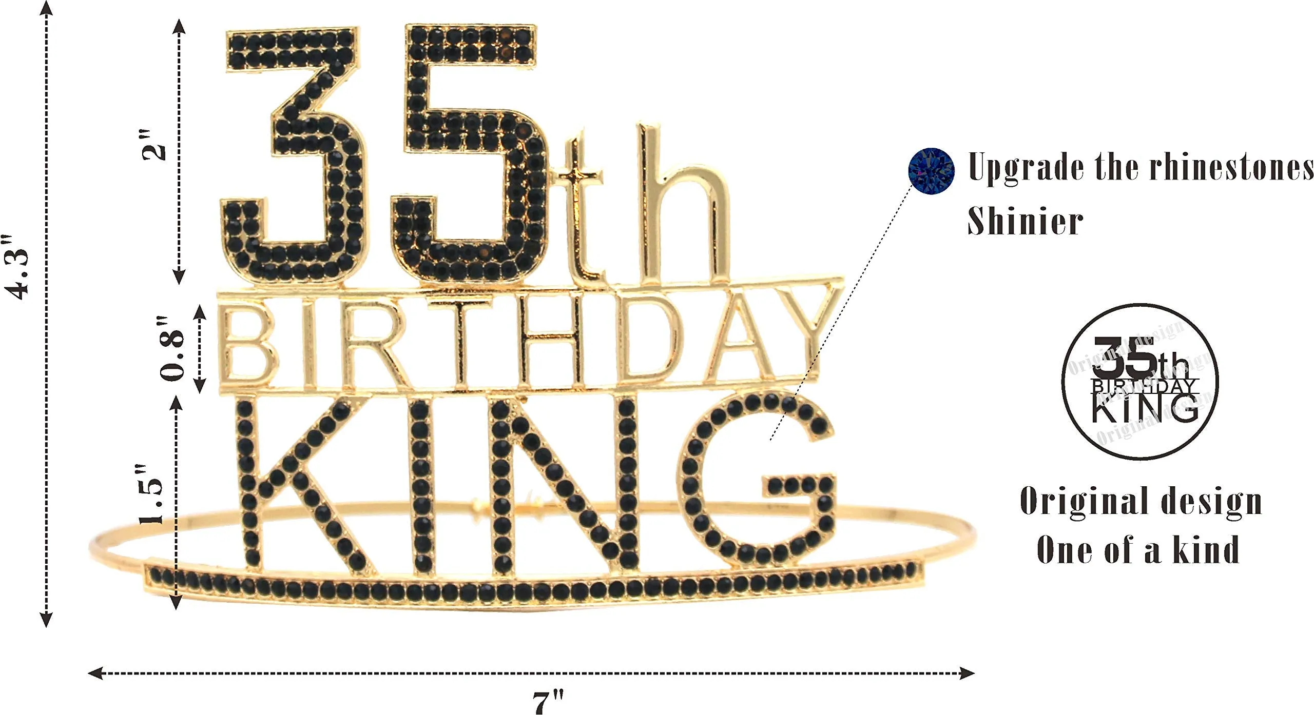 35th Birthday Gifts for Men, 35th Birthday King Crown,35th Birthday King Sash,35th