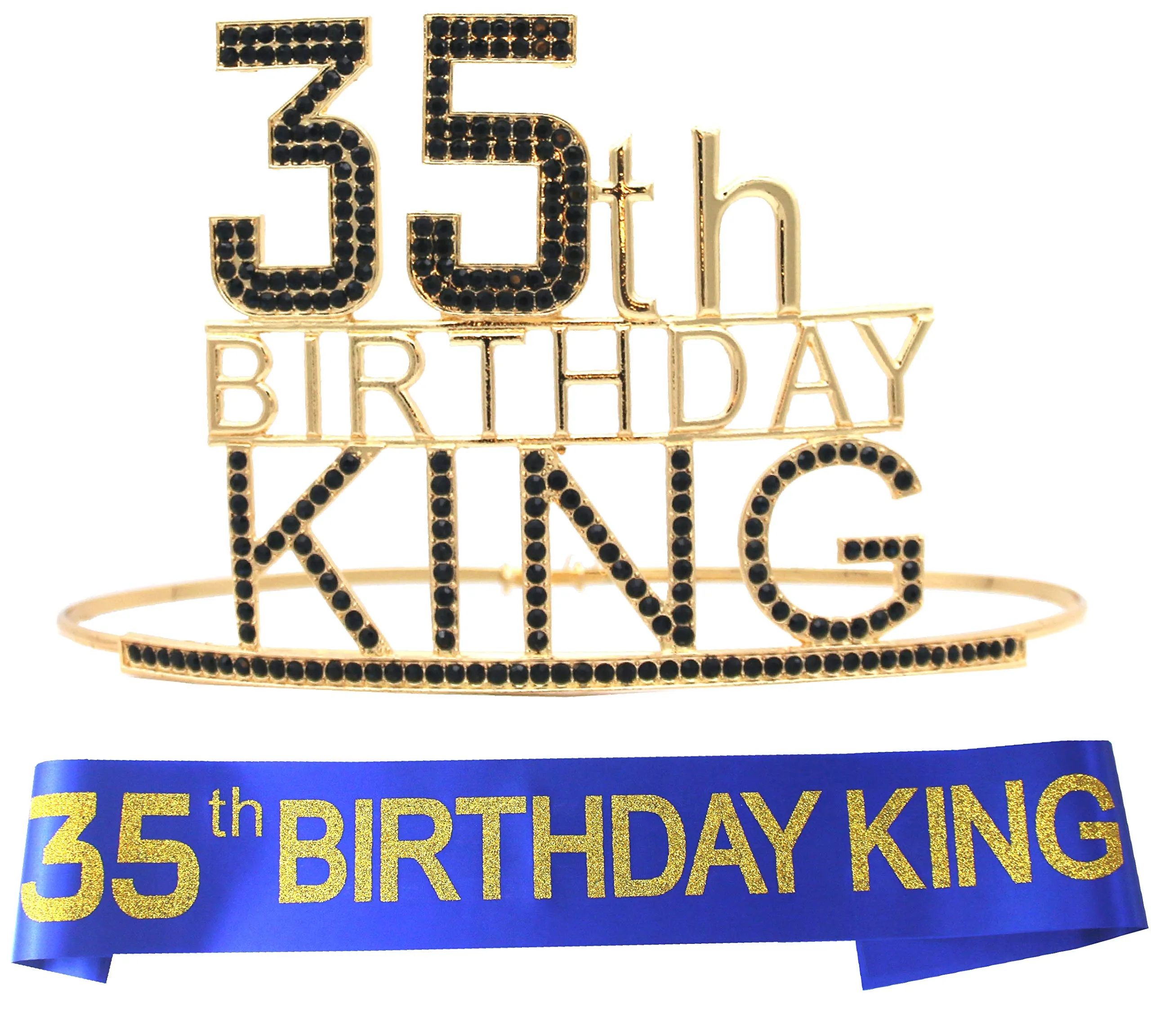 35th Birthday Gifts for Men, 35th Birthday King Crown,35th Birthday King Sash,35th