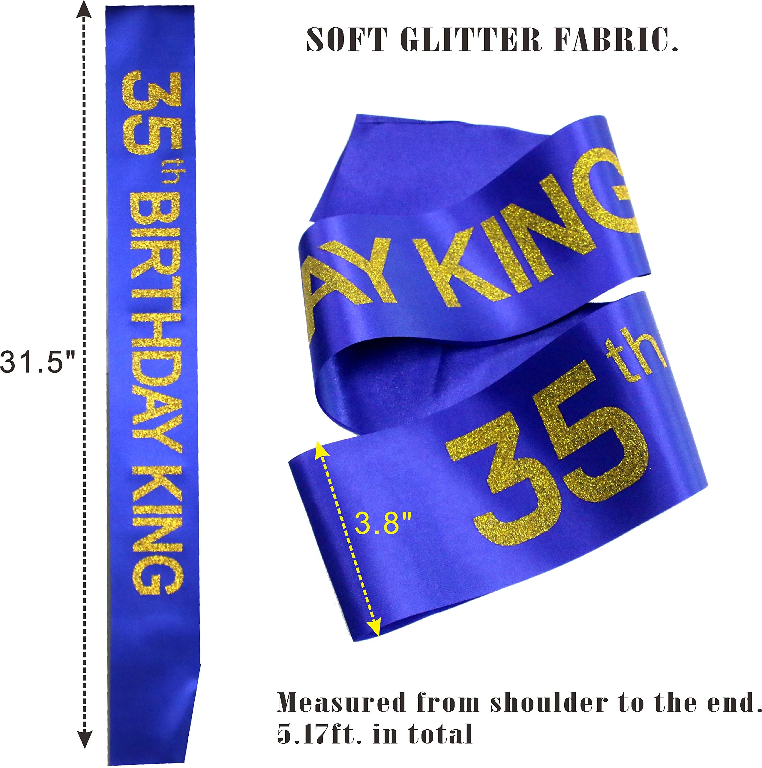 35th Birthday Gifts for Men, 35th Birthday King Crown,35th Birthday King Sash,35th