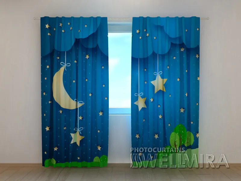 3D Curtain Moon and Stars