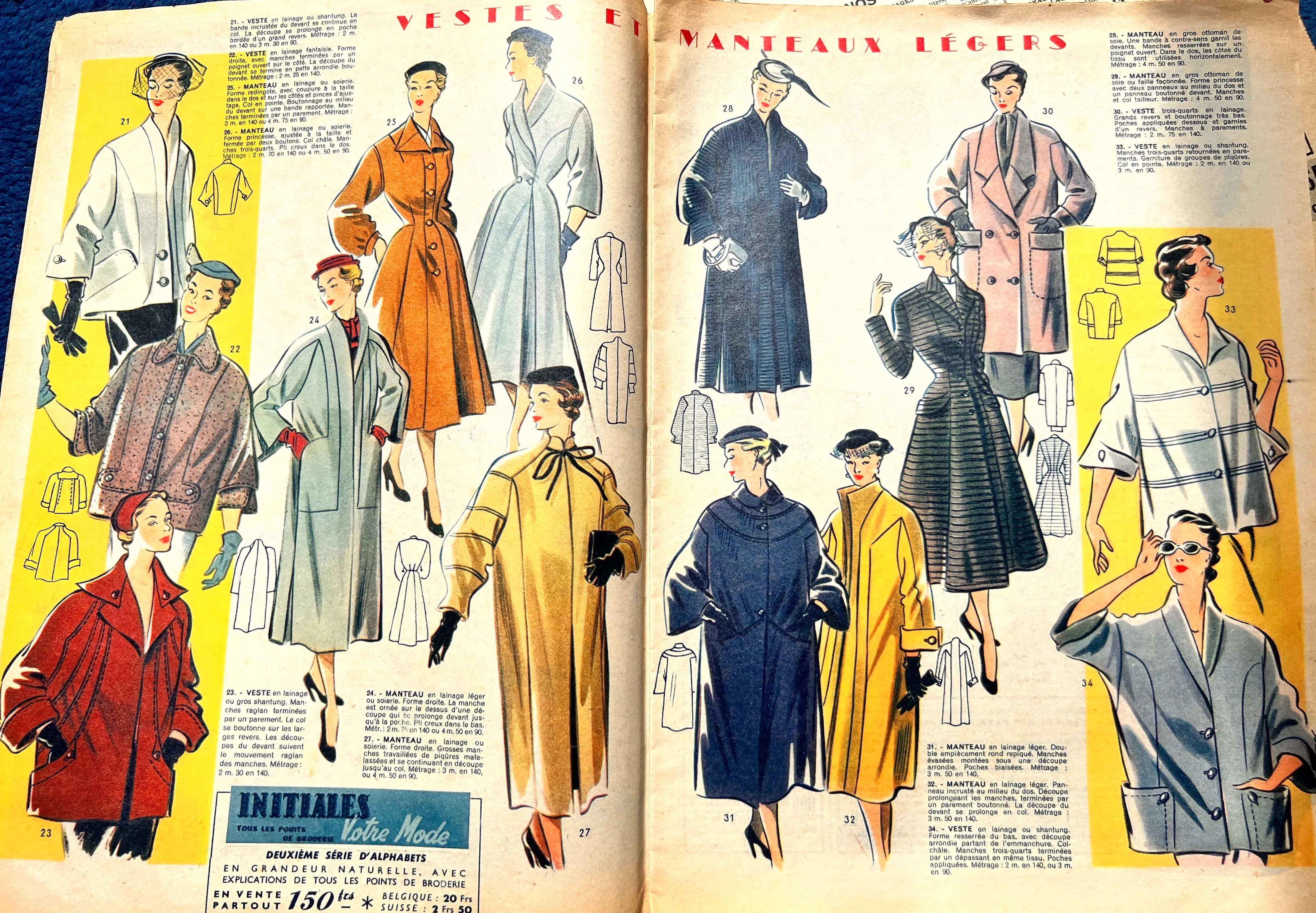 3rd June 1954 French Women's Magazine Votre Mode incl.Blouse Pattern.