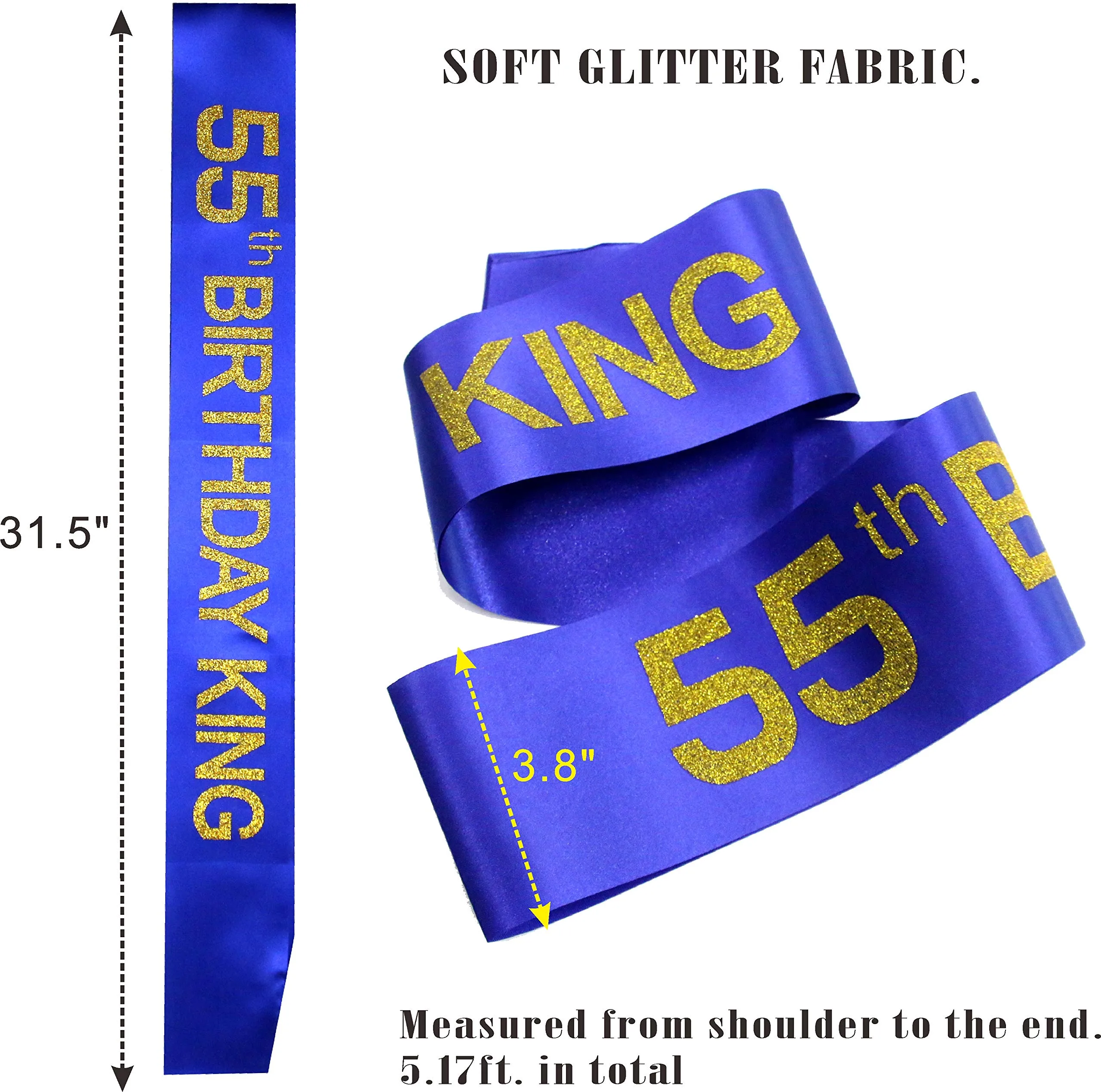 55th Birthday Gifts for Men 55th Birthday King Crown, 55th Birthday King Sash, 55th