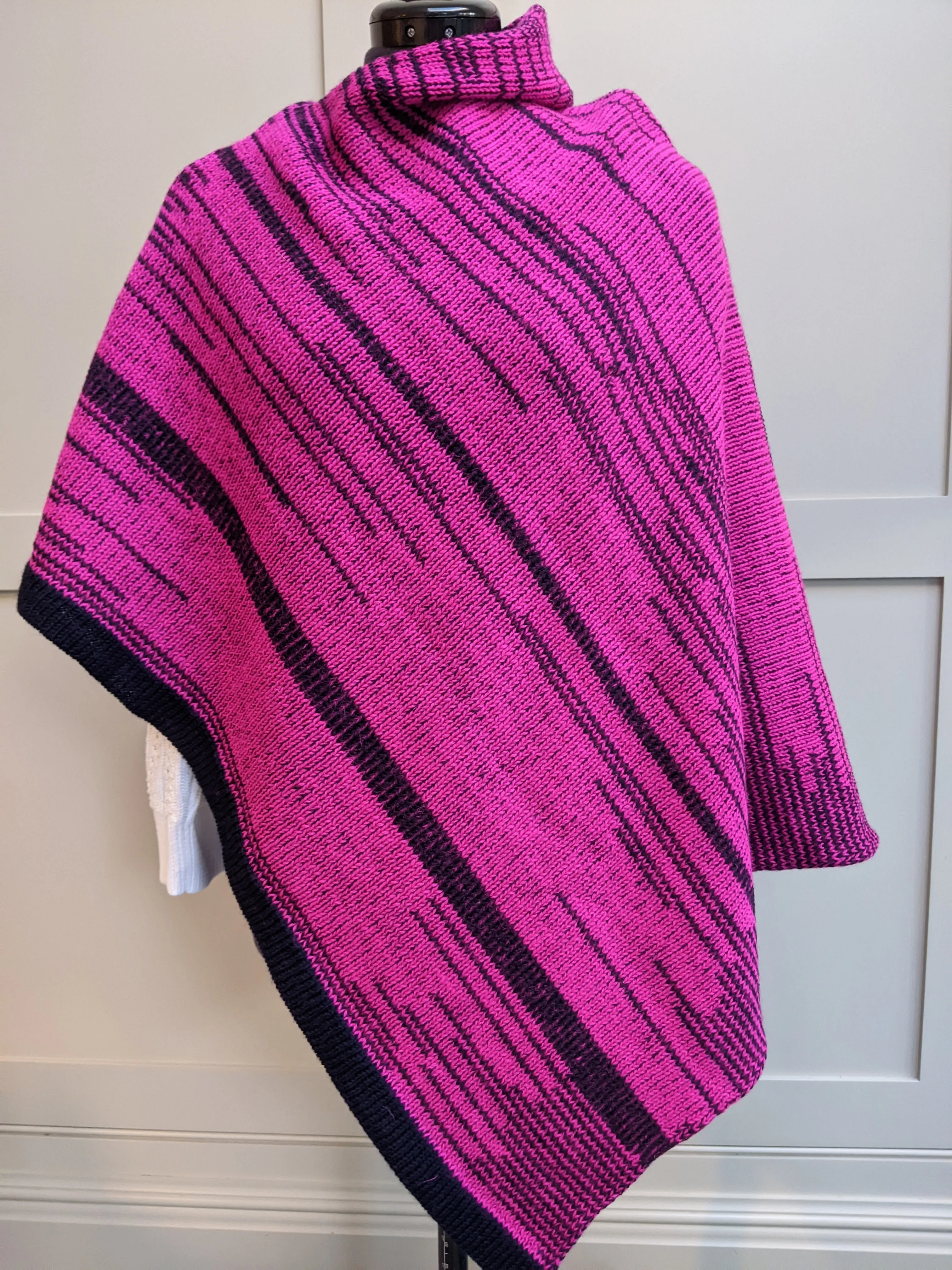 Adults Striped Poncho - British Wool (longer length)