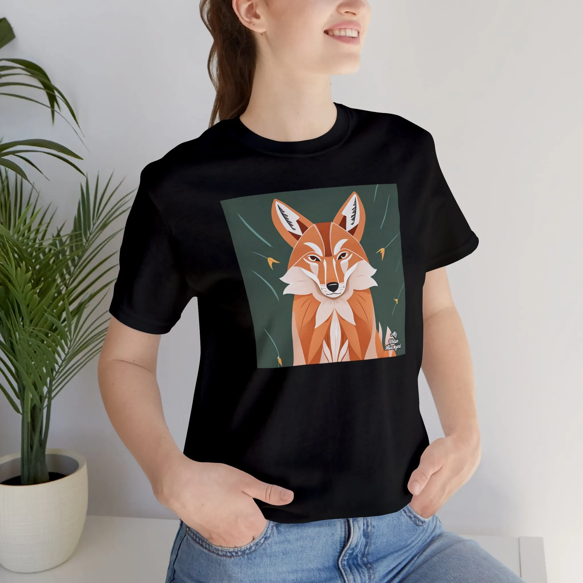 Art Deco Coyote, Soft 100% Jersey Cotton T-Shirt, Unisex, Short Sleeve, Retail Fit