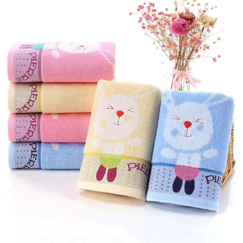 Baby Towel Cartoon Rabbit Face Bath Towels Washcloth Soft Cotton Children Bathroom Wipe Hand Handkerchief for Kids Adult