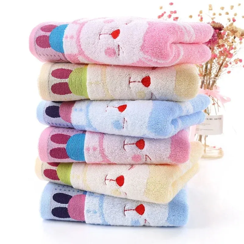 Baby Towel Cartoon Rabbit Face Bath Towels Washcloth Soft Cotton Children Bathroom Wipe Hand Handkerchief for Kids Adult