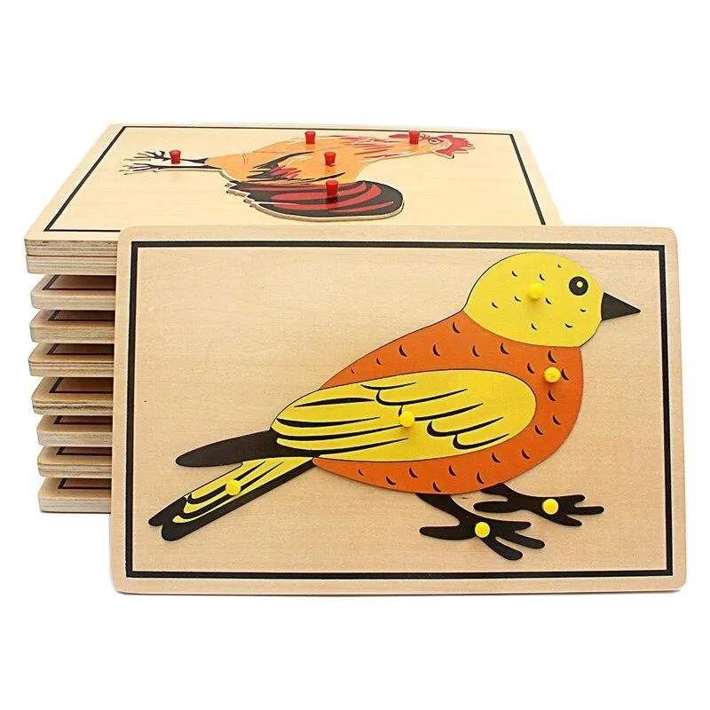 Baby Toy Kids Cartoon Animal Bird Puzzles for Children Wood for Early Childhood Education Preschool Training Learning