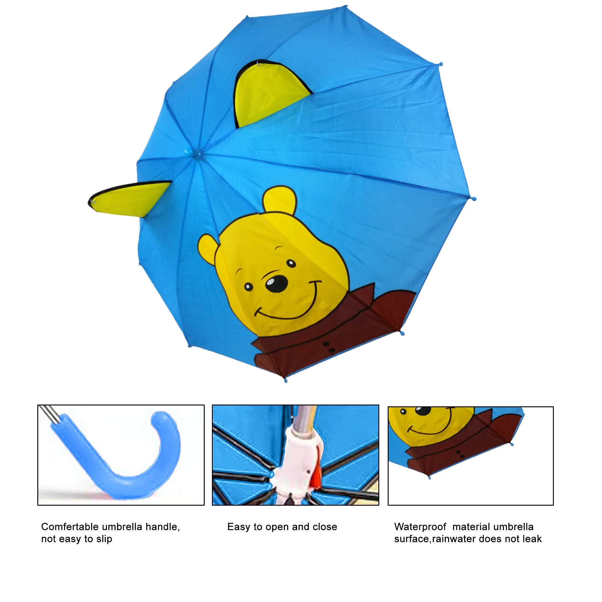 Babymoon Cartoon Designer Popup Ears Kids Umbrella | 2 To 15 Y | Lightblue