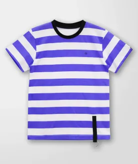 Boys Purple & White Striped Round Neck T-shirt