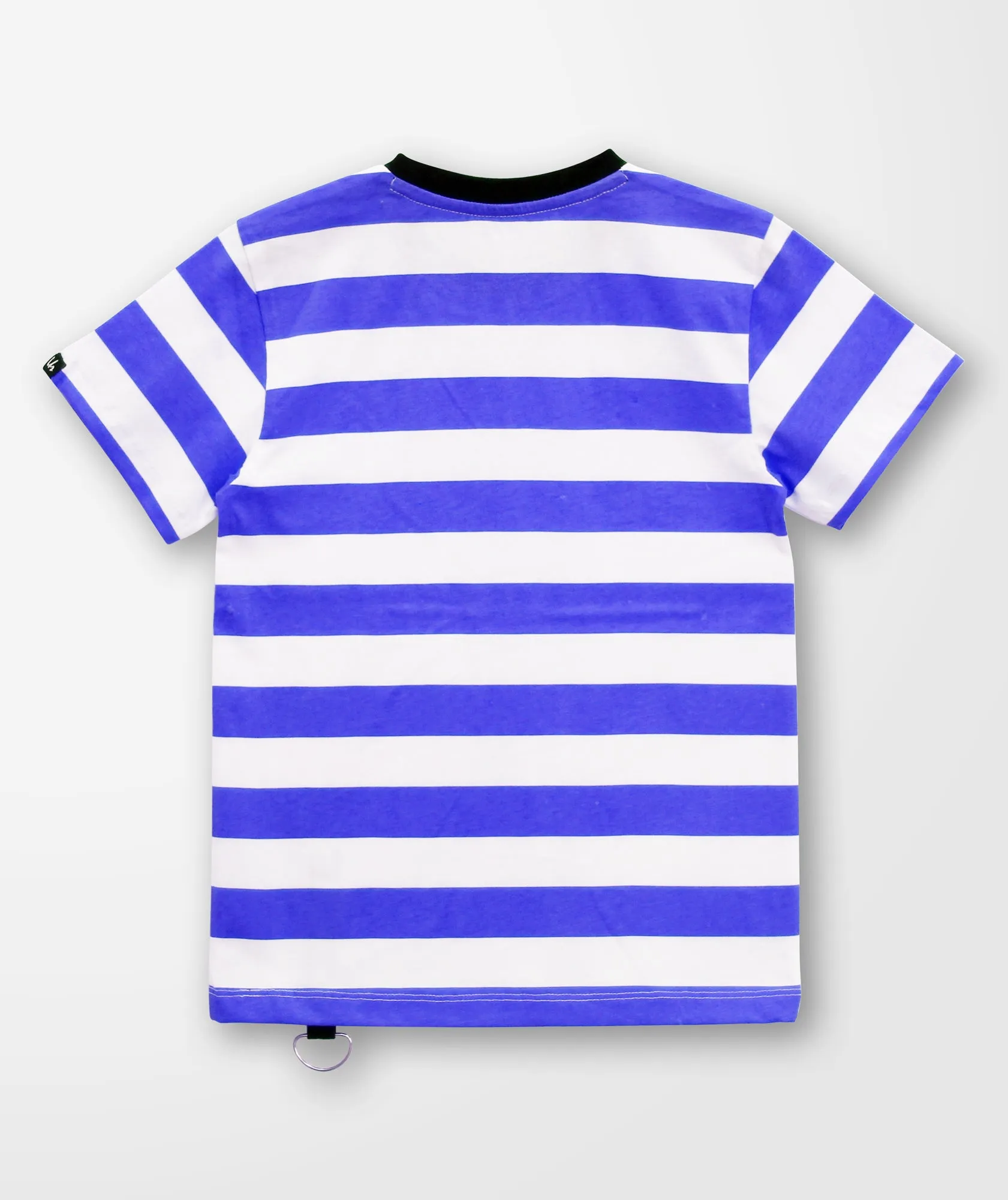 Boys Purple & White Striped Round Neck T-shirt