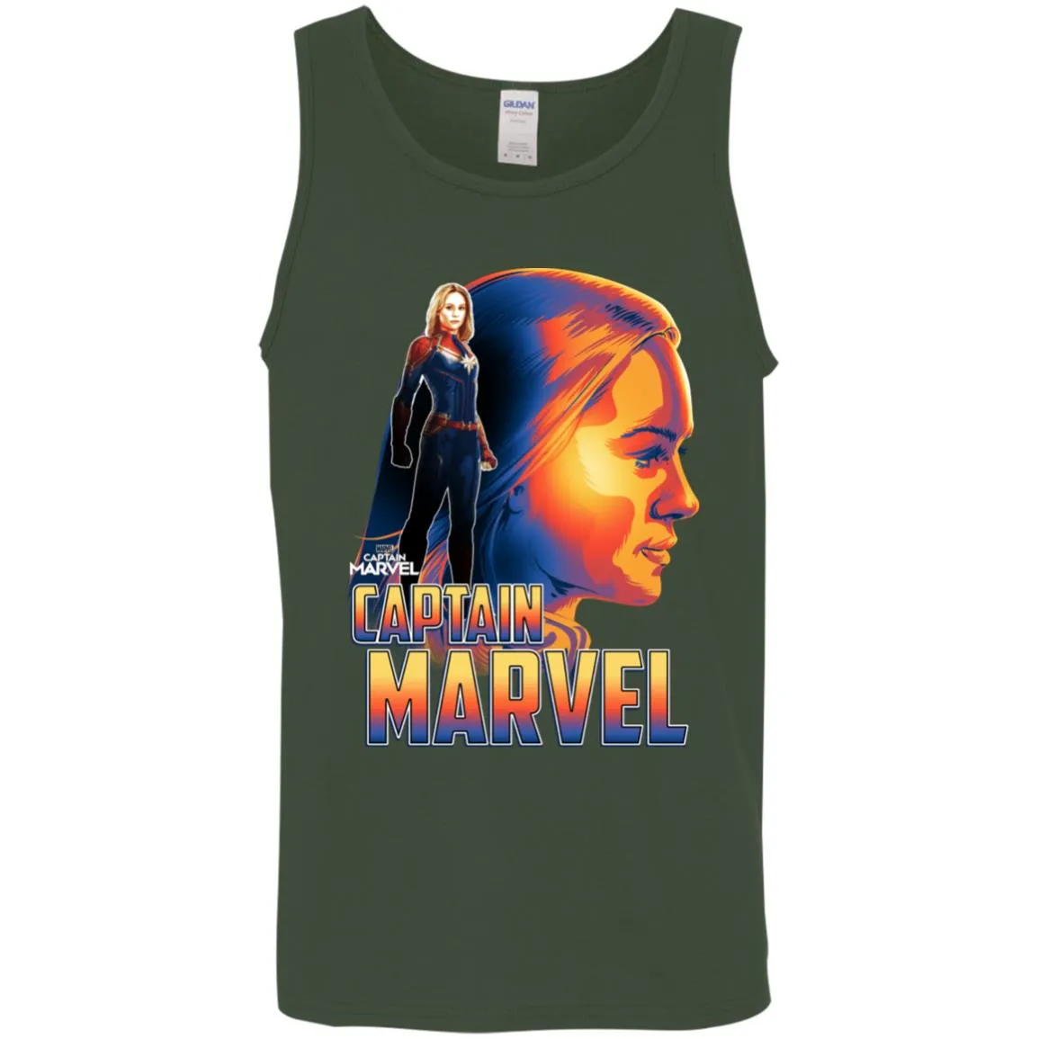 Captain Marvel Bold Sunset Portrait Men Cotton Tank