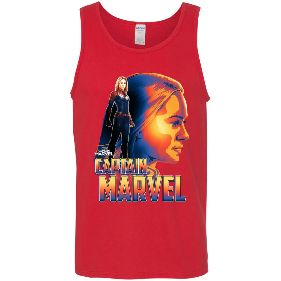 Captain Marvel Bold Sunset Portrait Men Cotton Tank