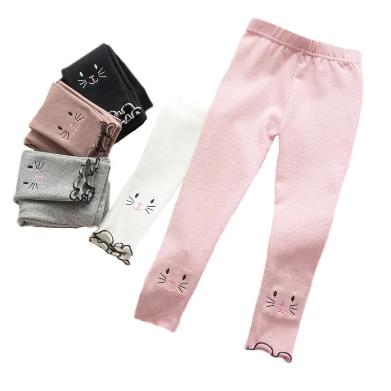 Cartoon Cat Kids Girls Leggings Cotton Leggings for Girls Casual Children's Girl Pantyhose Autumn Winter Style Age for 2-7 years