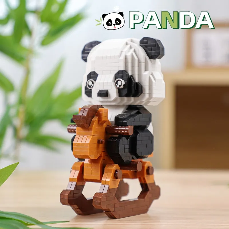 Creative MINI Chinese Style Animal Panda Building Block MOC Hobbyhorse Panda Home Decoration Bricks Boys Children Kids Gifts