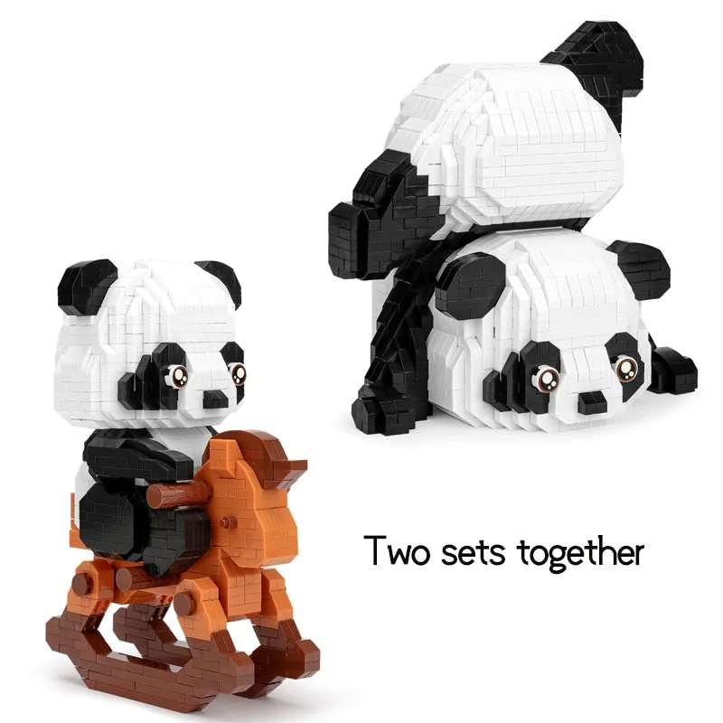 Creative MINI Chinese Style Animal Panda Building Block MOC Hobbyhorse Panda Home Decoration Bricks Boys Children Kids Gifts