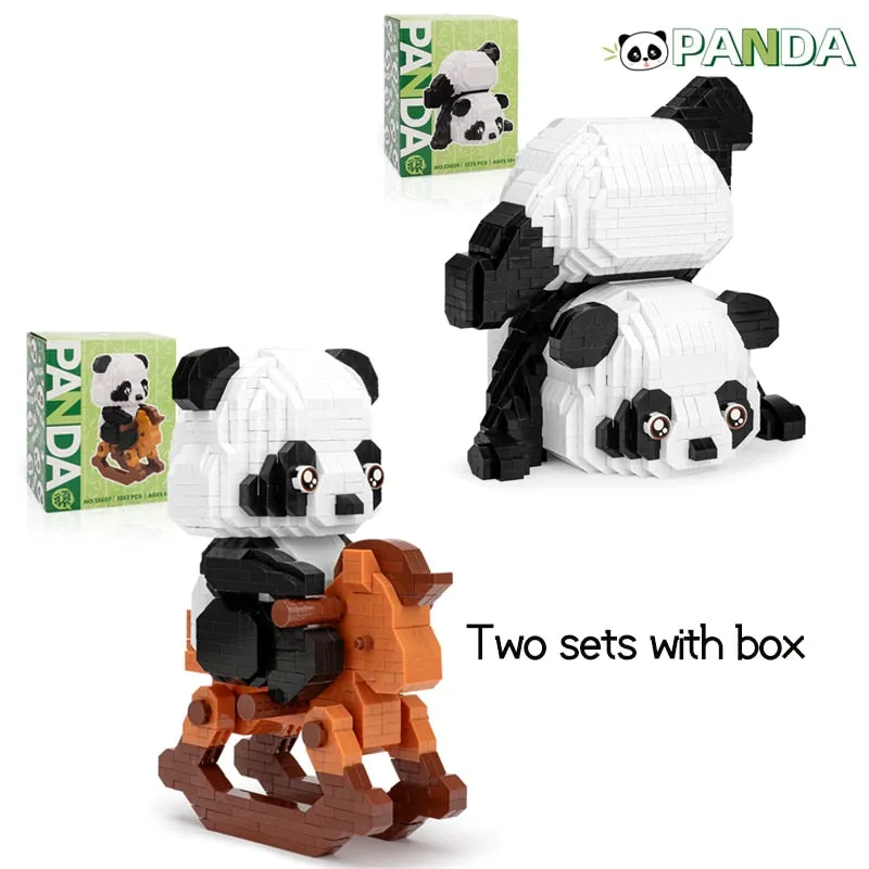 Creative MINI Chinese Style Animal Panda Building Block MOC Hobbyhorse Panda Home Decoration Bricks Boys Children Kids Gifts