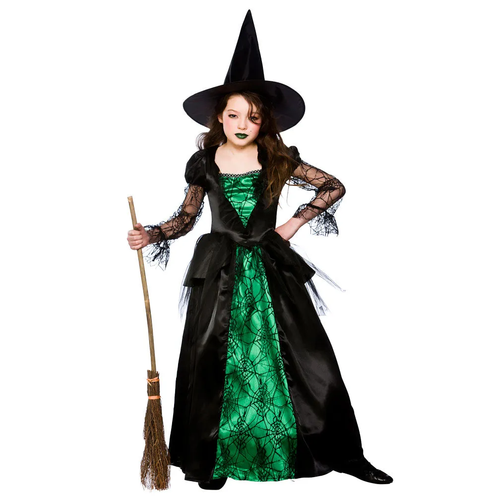 Deluxe Emerald Witch Girls Costume