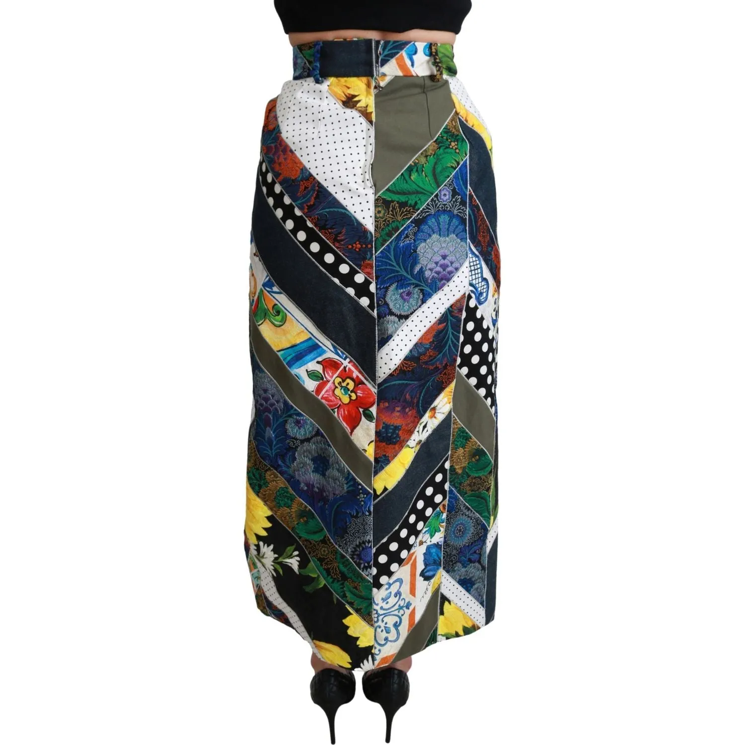 Dolce & Gabbana Elegant Geometric Print High-Waist Skirt