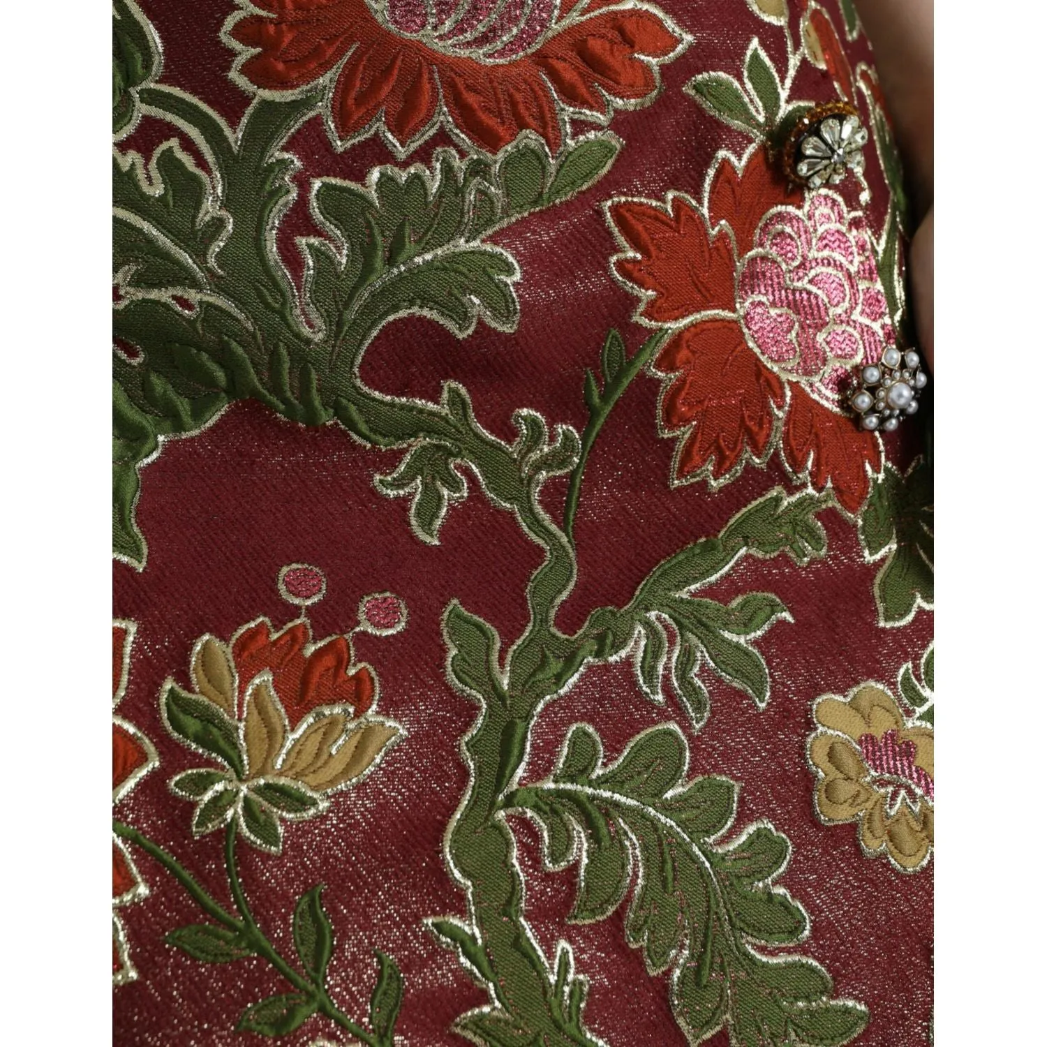 Dolce & Gabbana Maroon Floral Jacquard Mini Skirt