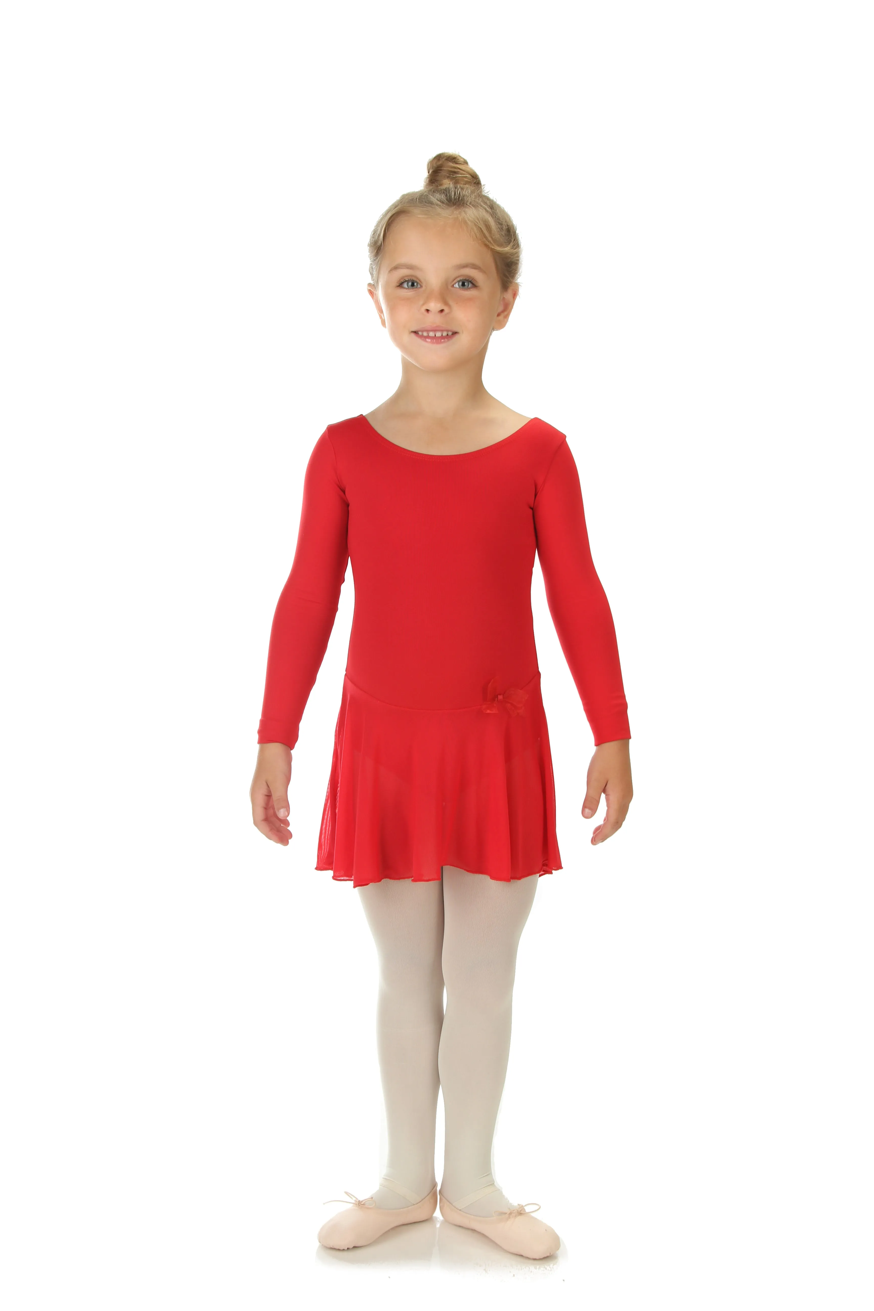 Elowel Kids Girls Ruffle Long Sleeve Skirted Leotard (Size Toddlers-14 Years) Multiple Colors