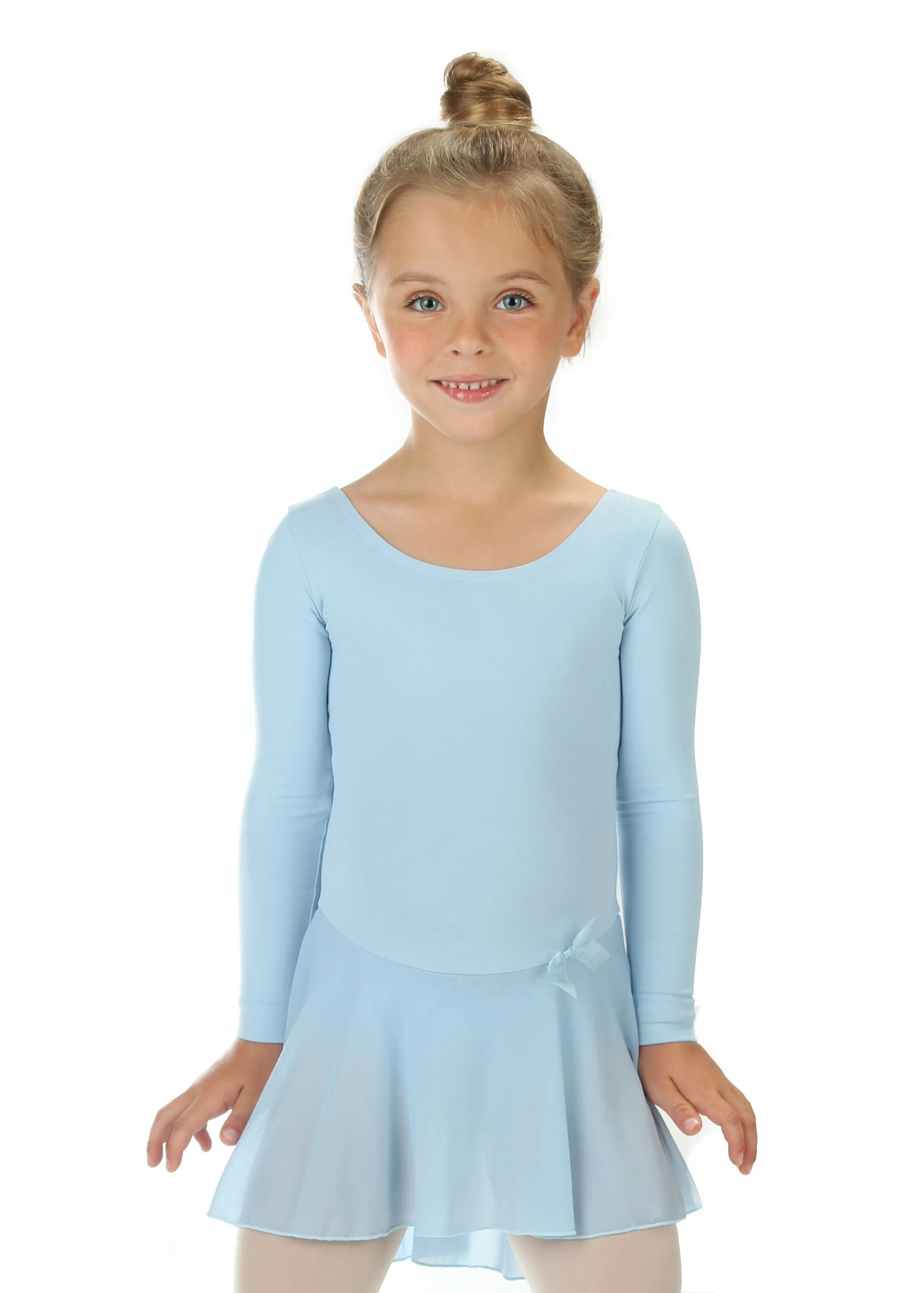 Elowel Kids Girls Ruffle Long Sleeve Skirted Leotard (Size Toddlers-14 Years) Multiple Colors