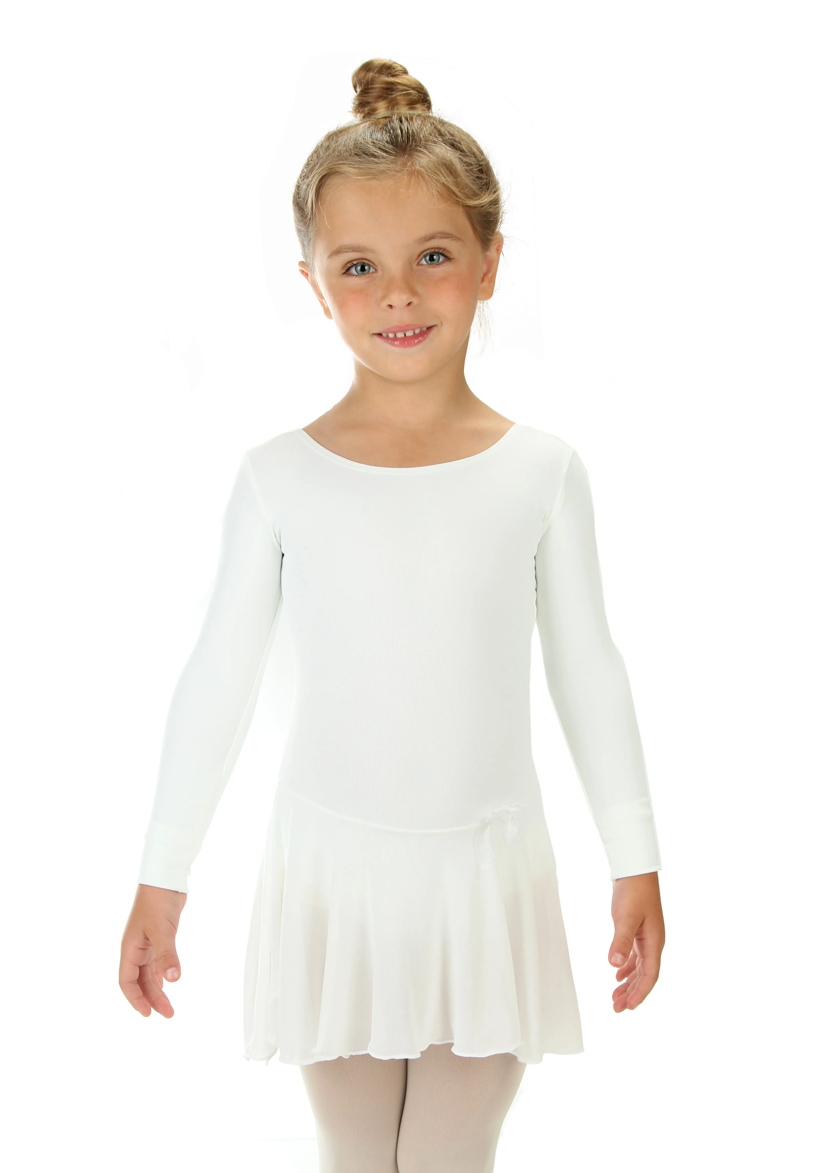 Elowel Kids Girls Ruffle Long Sleeve Skirted Leotard (Size Toddlers-14 Years) Multiple Colors