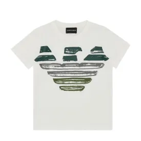 Emporio Armani Junior White Sketch Logo T-Shirt