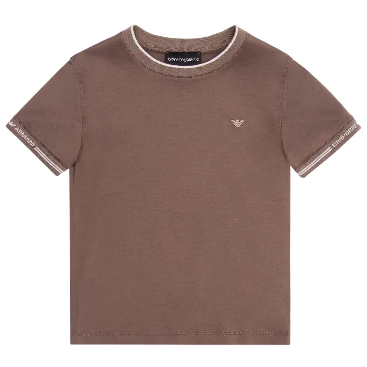 Emporio Armani Kids Lyocell Blend Khaki T-Shirt