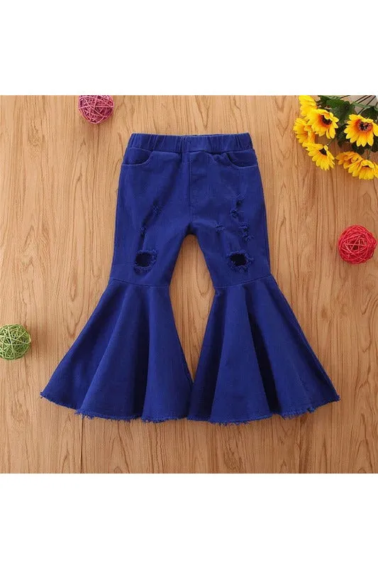 Fashion hole children jeans pants for girls