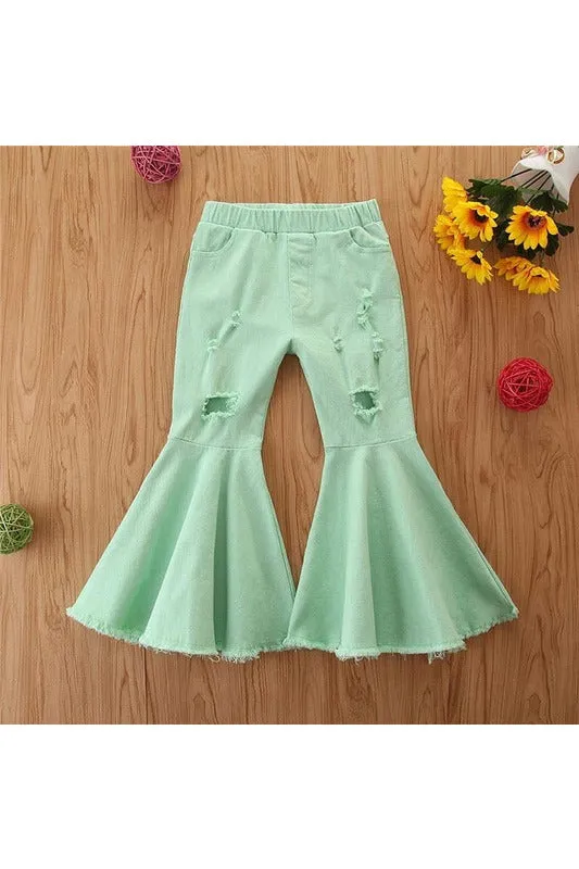 Fashion hole children jeans pants for girls