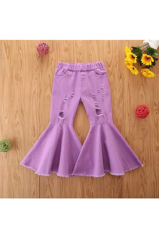 Fashion hole children jeans pants for girls