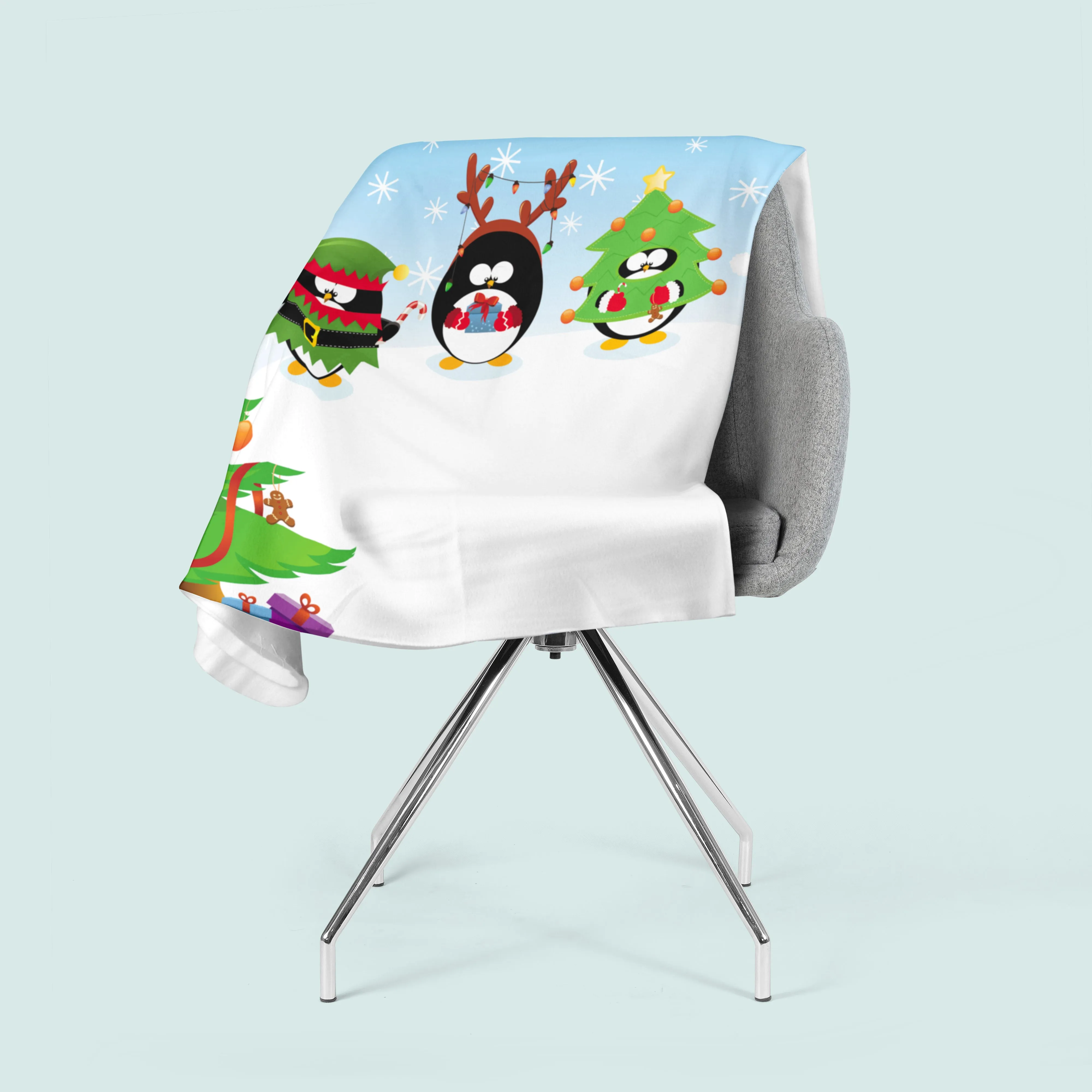 Fleece Blanket Christmas Penguins