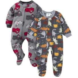 Gerber® 2-Pack Baby Boys Trucks & Dinos Fleece Pajamas