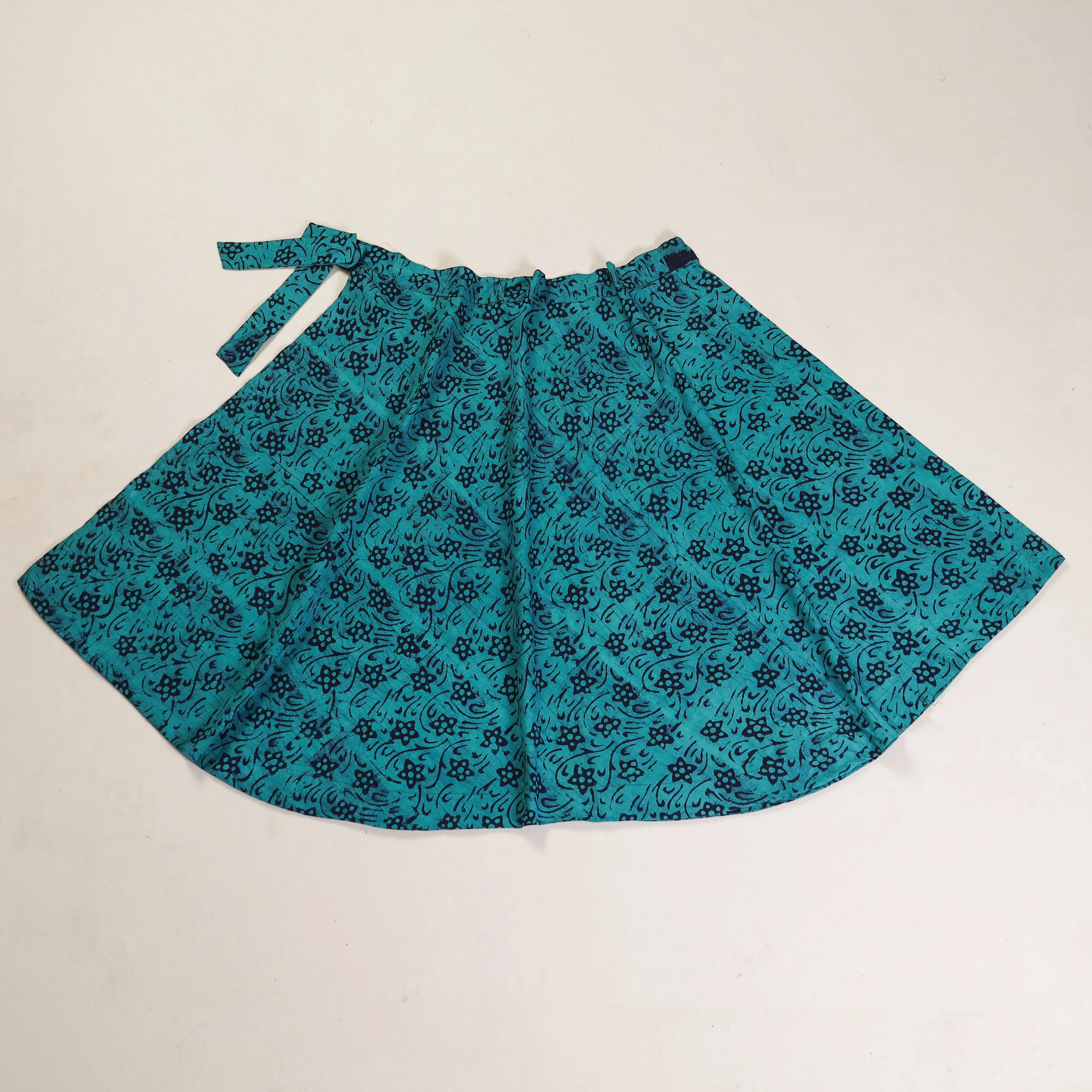 Green - Hand Batik Printed Wrap Around Skirt for Women 03