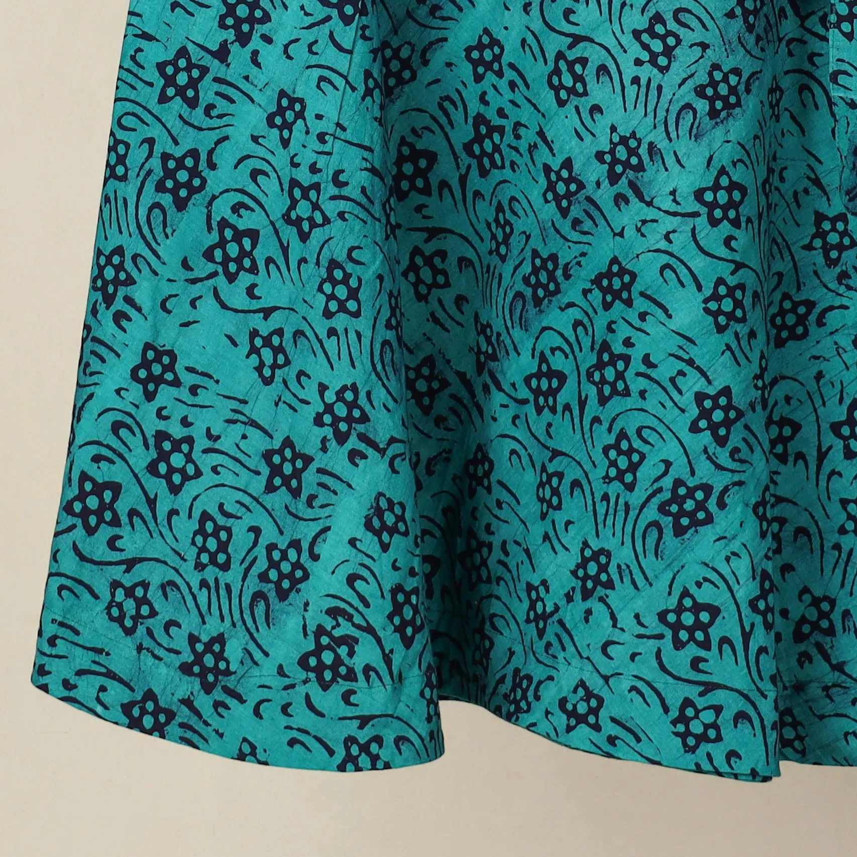 Green - Hand Batik Printed Wrap Around Skirt for Women 03