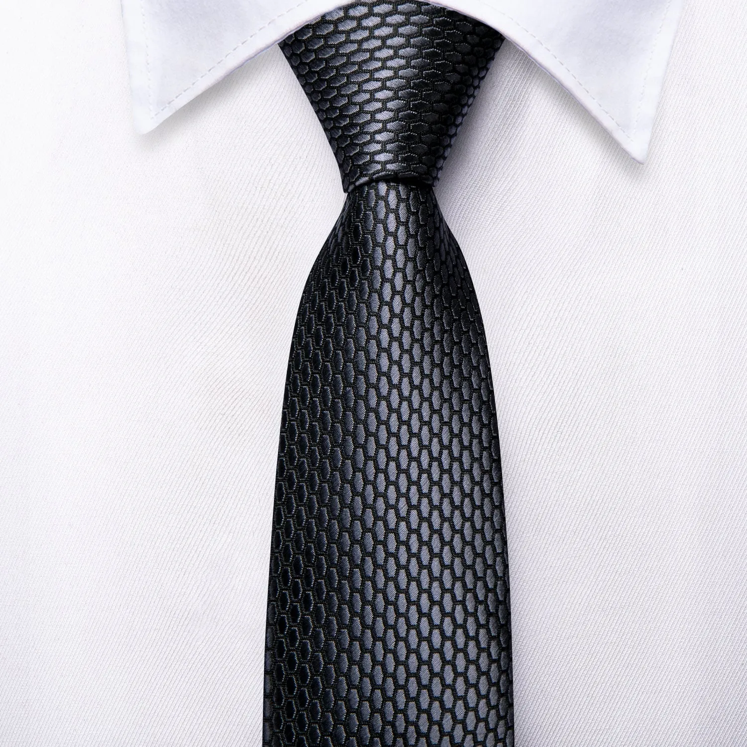 Grey Black Geometric Children's Kids Boys Tie Pocket Square 6cm