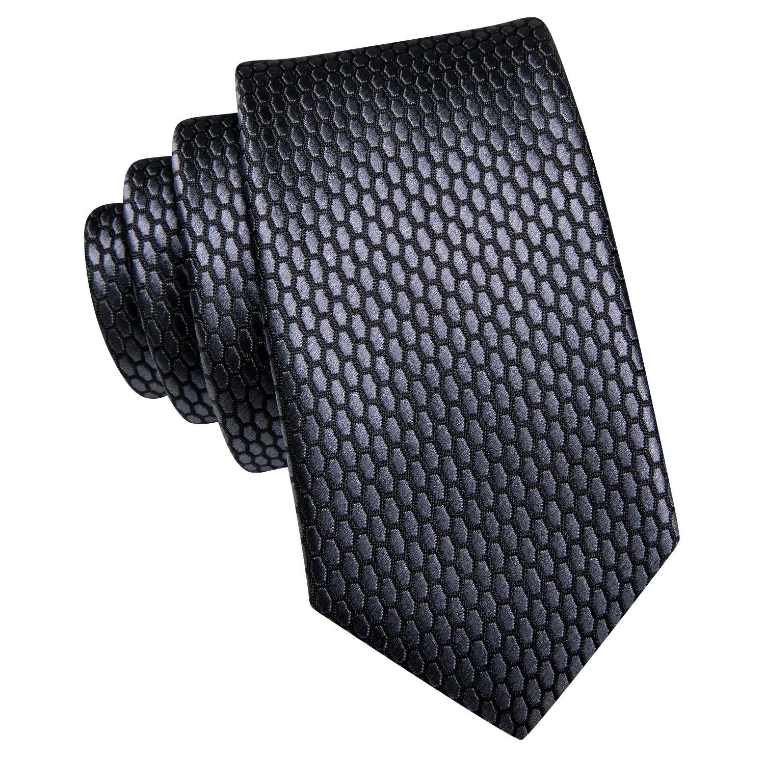 Grey Black Geometric Children's Kids Boys Tie Pocket Square 6cm