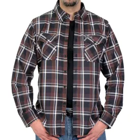 Hot Leathers FLM2008 Mens Brown Black and White Long Sleeve Flannel Shirt