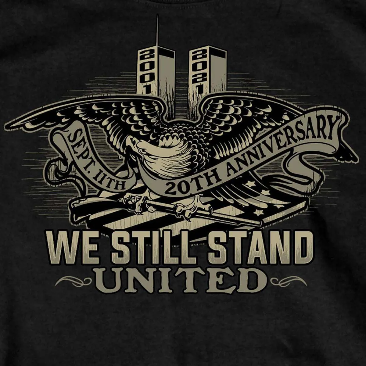 Hot Leathers GMS1493 Men's Black '9-11 United We Stand Eagle' T-Shirt