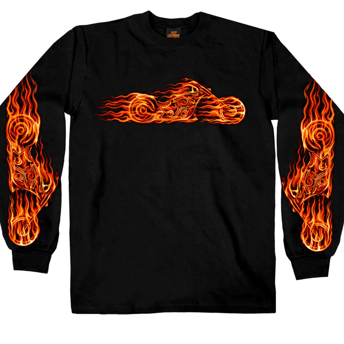 Hot Leathers GMS2070 Men’s ‘Hell Bike’ Long Sleeve Black Shirt