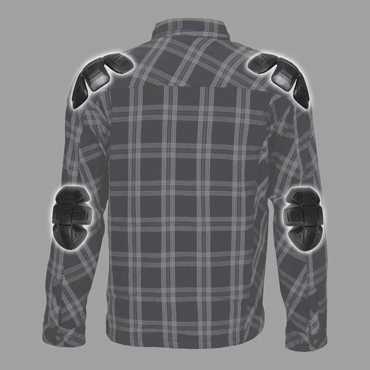 Hot Leathers JKM3002 Men's  Black and White Armored Flannel Jacket