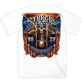 Hot Leathers SPB1071 Men’s White 2023 Sturgis # 1 Design America T-Shirt